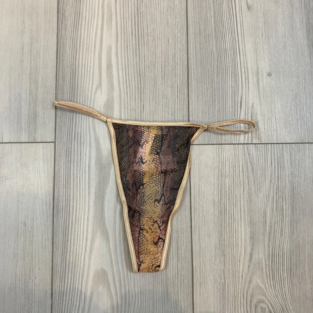 Vintage Victoria's Secret V-String‎ Thong Small Snakeskin Animal Print Y2K NWT